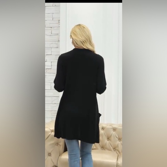 New Women's Black long
Classic Button Down
Soft Cardigan Sweater - Picture 3 of 4